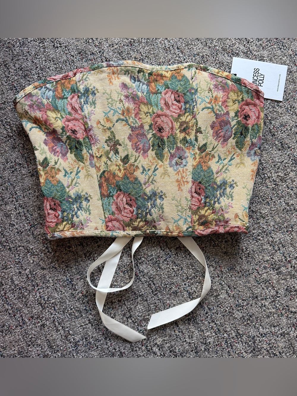 Floral Tapestry Rigelle Strapless Corset Top